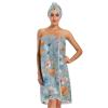 Bulletgxll Watercolor Floral Women's Shower Wrap Towel Set of 3 Adjustable Spa Body Wrap Super Absorbent Bathrobe with Hair Towel & Headband view 1