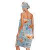 Bulletgxll Watercolor Floral Women's Shower Wrap Towel Set of 3 Adjustable Spa Body Wrap Super Absorbent Bathrobe with Hair Towel & Headband view 2