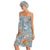 Bulletgxll Watercolor Floral Women's Shower Wrap Towel Set of 3 Adjustable Spa Body Wrap Super Absorbent Bathrobe with Hair Towel & Headband view 3
