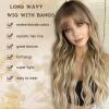 MINSEEYOO Ombre Blonde Wig with Bangs for Women Long Ombre Blonde Wavy Wigs 26 Inch Blonde Wigs Natural Looking Heat Resistant Synthetic Wig for Daily Party Use view 2