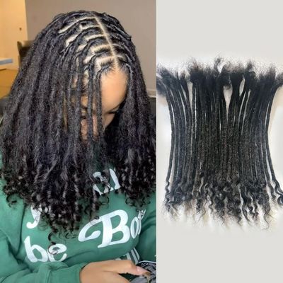10inch 50strands Loc Extensions Human Hair Curly Ends Dreadlock Extensions 100% Real Human Hair 0.4cm Width Full Handmade Permanent for Women/Men/Kids Can Be Dyed Bleached Curled and Twisted