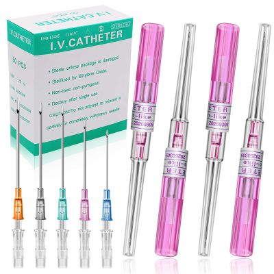 Rayyl 20G Catheter Piercing Needles - 50Pcs Piercing Needles Catheter Needles Disposable for Ear Nose Belly Lip Tongue Cartilage Piercing Needles Supplies