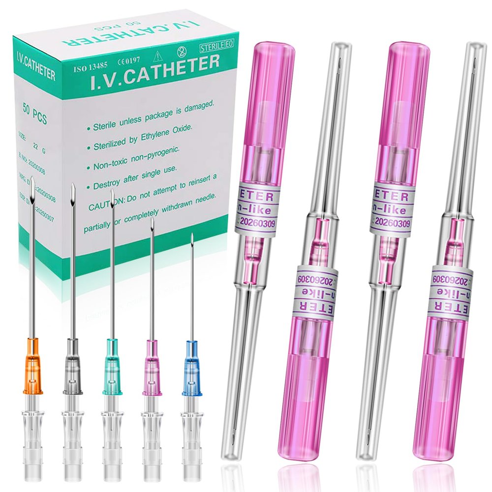 Rayyl 20G Catheter Piercing Needles - 50Pcs Piercing Needles Catheter Needles Disposable for Ear Nose Belly Lip Tongue Cartilage Piercing Needles Supplies
