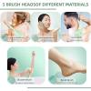 Aimery Dual Handle Electric Bath Brush, IPX7 Waterproof Body Scrubber for Exfoliating & Massage, Rotating Shower Back Brush with 5 Heads, Deep Clean Skin Care Tool for Shower - Green & Beige (Beige) view 3