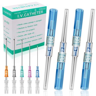 Catheter Piercing Needles - Rayyl 50Pcs Piercing Needles Mixed 22 Gauge IV Catheter Piercing Needles Disposable for Ear Nose Lip Tongue Belly Piercing Kit Piercing Supplies (22G-50pcs)