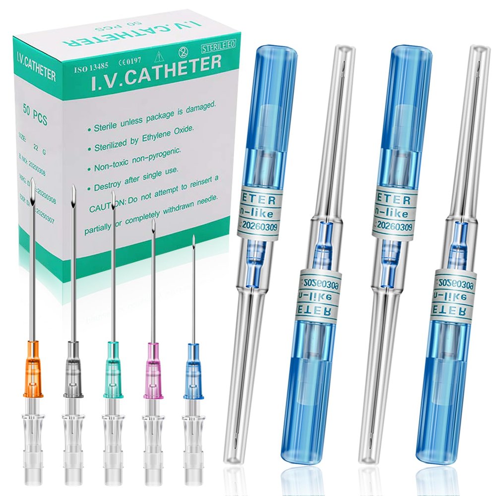 Catheter Piercing Needles - Rayyl 50Pcs Piercing Needles Mixed 22 Gauge IV Catheter Piercing Needles Disposable for Ear Nose Lip Tongue Belly Piercing Kit Piercing Supplies (22G-50pcs)