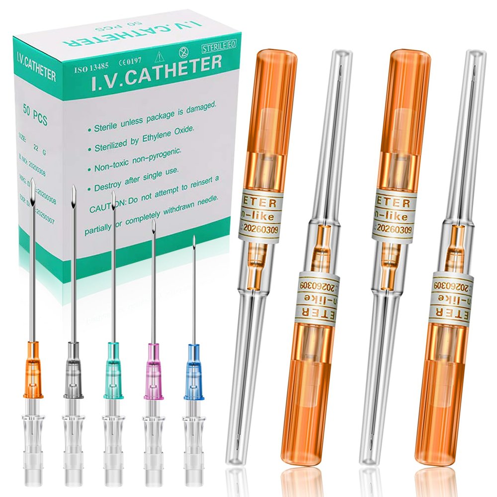 Catheter Piercing Needles - Rayyl 50Pcs Piercing Needles Mixed 14 Gauge IV Catheter Piercing Needles Disposable for Ear Nose Lip Tongue Belly Piercing Kit Piercing Supplies (14G-50pcs)