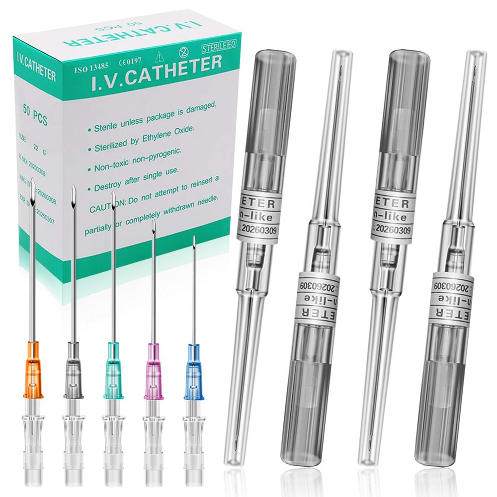 Catheter Piercing Needles - Rayyl 50Pcs Piercing Needles Mixed 16 Gauge IV Catheter Piercing Needles Disposable for Ear Nose Lip Tongue Belly Piercing Kit Piercing Supplies (16G-50pcs)