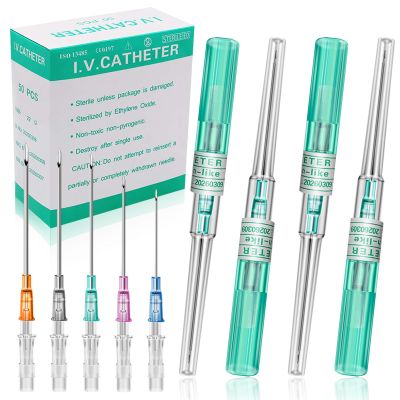 Rayyl IV Catheter Needles - 50Pcs Piercing Needles 18 Gauge IV Catheter Needles Disposable for Ear Nose Lip Tongue Belly Piercing Supplies Piercing Kit (18G-50pcs)