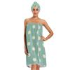 Bulletgxll White Polka Dots Women's Shower Wrap Towel Set of 3 Adjustable Spa Body Wrap Super Absorbent Bathrobe with Hair Towel & Headband view 1