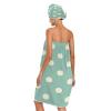 Bulletgxll White Polka Dots Women's Shower Wrap Towel Set of 3 Adjustable Spa Body Wrap Super Absorbent Bathrobe with Hair Towel & Headband view 2