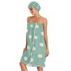 Bulletgxll White Polka Dots Women's Shower Wrap Towel Set of 3 Adjustable Spa Body Wrap Super Absorbent Bathrobe with Hair Towel & Headband view 3