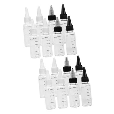 Hoement 16pcs Transparent Squeeze Bottles Scale for Liquids Refillable Applicator Bottles for Essential Oils Hair Dye Crafts Leak Design Easy Dispensing for Projects