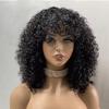 oulaer Curly Bob Wig with Bangs Human Hair Wig Natural Color Short Bob Brazilian Hair 13x4 HD Transparent Lace Front Wigs Pre Plucked Cut Bob Bangs Remy Human Hair Wig 150% Density 12inch view 1