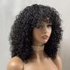 oulaer Curly Bob Wig with Bangs Human Hair Wig Natural Color Short Bob Brazilian Hair 13x4 HD Transparent Lace Front Wigs Pre Plucked Cut Bob Bangs Remy Human Hair Wig 150% Density 12inch view 2