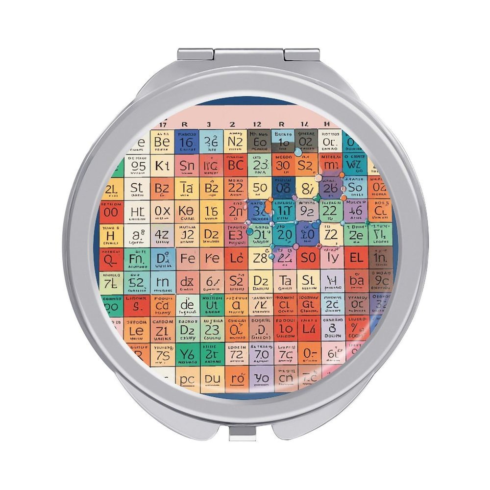 MNVTSKOP Periodic Table of Elements Printed Portable Makeup Mirror Travel Folding Mini Pocket Mirror Double Sided Cosmetic Mirror for Purses with 2 X 1X Magnification