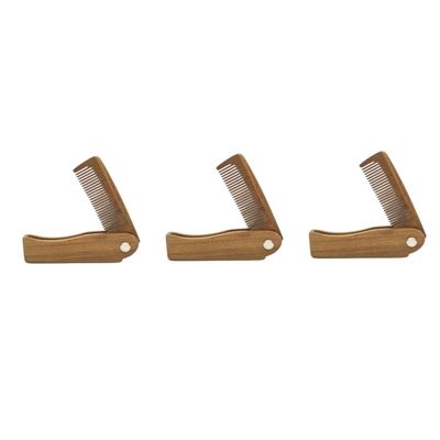 IWOWHERO 3pcs Mini Travel Comb Natural Verawood Beard Brush Hair Comb Fine Toothed for Men Women Boys and Girls Portable Hair Care Tool Gentle Scalp Massage Scratch Stylish