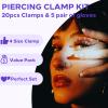 25PCS Piercing Clamps Kit - Usiriy 20PCS Piercing Forceps Disposable Piercing Clamps Septum Forceps and 5 Pairs of Gloves for Lip Navel Tongue Belly Ear Nose Piercing Kit Piercing Tools view 2