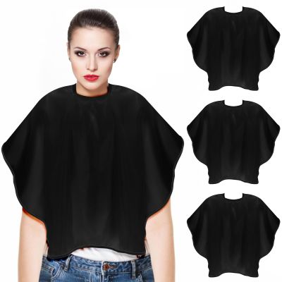 AOZUO 3pcs Makeup Capes, Makeup Apron for Clients Hair Cutting Shampoo Capes Shorty Barber Smock Hair Dye Capes with Adjustable Closure for Hair Beauty Salon Makeup Artist Accessories(Black)