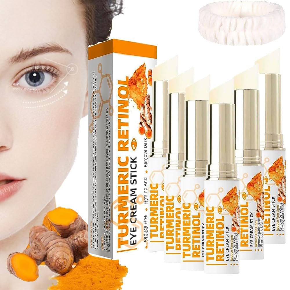 for Eye Bags, for Under Eye Bags,Turmeric Retinol Eye Cream Stick, Eye Cream for Puffiness and Bags Under Eyes,Anti Aging (6PCS)