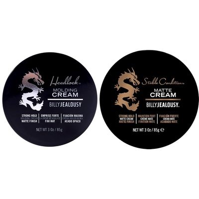 Billy Jealousy 2-Piece Bundle: Headlock Hair Molding Cream (Strong Hold, Matte Finish) & Stable Condition Matte Cream (Natural Hold, Reworkable, Water-Based) for Men  6 Oz, Hair Styling Essentials