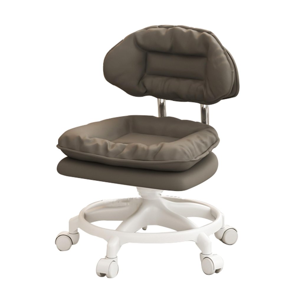BSNANCA Low Rolling Stool with Wheels,PU Leather Little Low Small Stools on Wheels,360 Rolling Swivel Stool,Low Pedicure Stool for Home Fitness Sport Pedicure Stool (Gray1)
