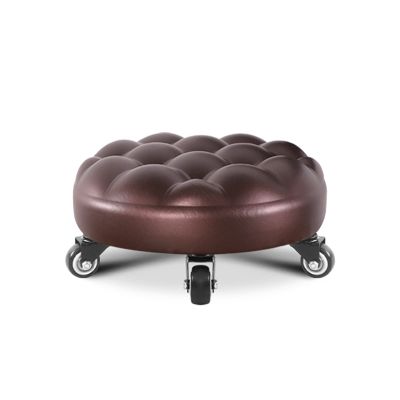 Round Rolling Stool Beauty Stools Chair Low Height Rolling Stool with 360Swivel Caster, PU Leather Rolling Stool Heavy-Duty and Sturdy, Movable Mini Stool for Home Office Garage Shop Fitnes (Brown O