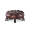 Round Rolling Stool Beauty Stools Chair Low Height Rolling Stool with 360Swivel Caster, PU Leather Rolling Stool Heavy-Duty and Sturdy, Movable Mini Stool for Home Office Garage Shop Fitnes (Brown O view 1