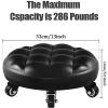 Round Rolling Stool Beauty Stools Chair Low Height Rolling Stool with 360Swivel Caster, PU Leather Rolling Stool Heavy-Duty and Sturdy, Movable Mini Stool for Home Office Garage Shop Fitnes (Brown O view 3