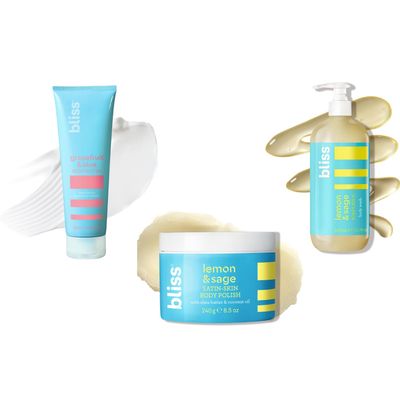 Bliss Grapefruit & Aloe Body Butter, Lemon & Sage Body Scrub, and Soapy Suds Body Wash Trio - Ultra-Hydrating Moisturizer, Exfoliating Scrub & Refreshing Cleanser for Soft, Radiant Skin