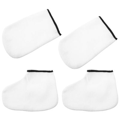 IWOWHERO 6pairs Moisturizing Paraffin Wax Gloves Feet Care Mask Reusable Hand Foot Exfoliating Treatment for Dry Skin for Spa and Home Use Includes Insulated Mitts Booties
