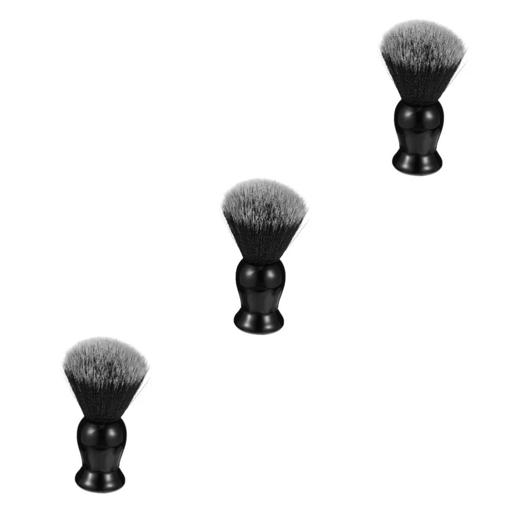 IWOWHERO 3pcs Practical Double Color Nylon Beard Brush for Men Soft Bristle Grooming Tool for Shaving Lathering Daily Beard Care Portable Durable Design