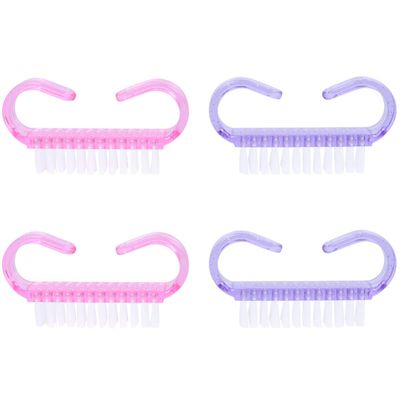 BIUDECO 4pcs Nail Scrub Brush Gentle Hand Cleaning Brushes Random Colors for Nails Hands Feet Handle for Convenient Use