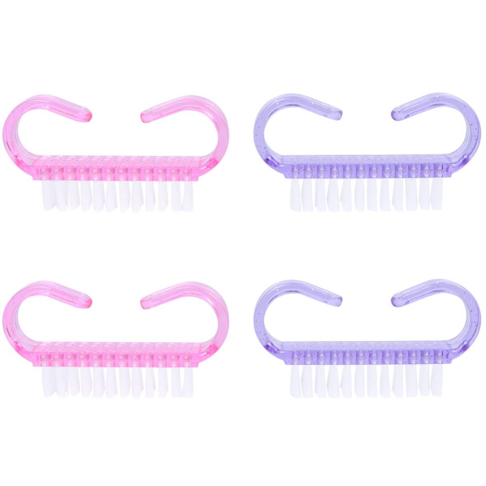 BIUDECO 4pcs Nail Scrub Brush Gentle Hand Cleaning Brushes Random Colors for Nails Hands Feet Handle for Convenient Use