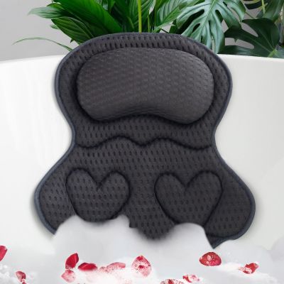 Bath Pillows for Tub Luxury, Bath Pillow for Head and Neck, Fit Bathtub Hot Tub Relaxing Gifts for Women, Comfort 4D Air Mesh Fabric & 6 Non-Slip Suction Cups (Gray)