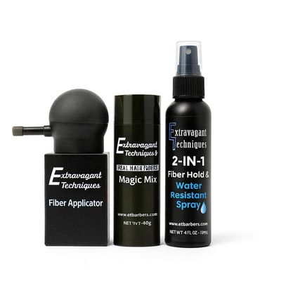 Extravagant Techniques Hair Fiber Combo Set for Thinning Hair, 40g Fiber, 2-in-1 Spray with Applicator