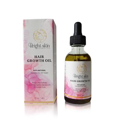 Bright Skin Cosmetics Hair Growth Oil - Unisex Thickening Formula with Castor & Rosemary Oil