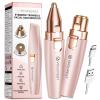 VG VOGCREST Eyebrow Facial Trimmer: 2 in1 Rechargeable Facial Hair Removal and Eyebrow Shaver - Face Lips Body Painless Facial Razor with Built-in LED Light (Pink) view 1