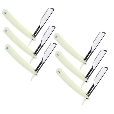 ADOCARN 6pcs Manual Vintage Beard Shaver White Razor Holder for Safe Shaving and Grooming for Barbers and Home Use Comfortable and Easy to Use