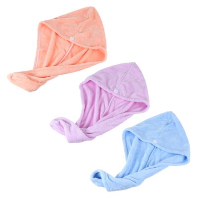 Gogogmee 3pcs Hair Drying Towel Cap Absorbent Fleece Soft Hair Towel Wrap for Quick Dry