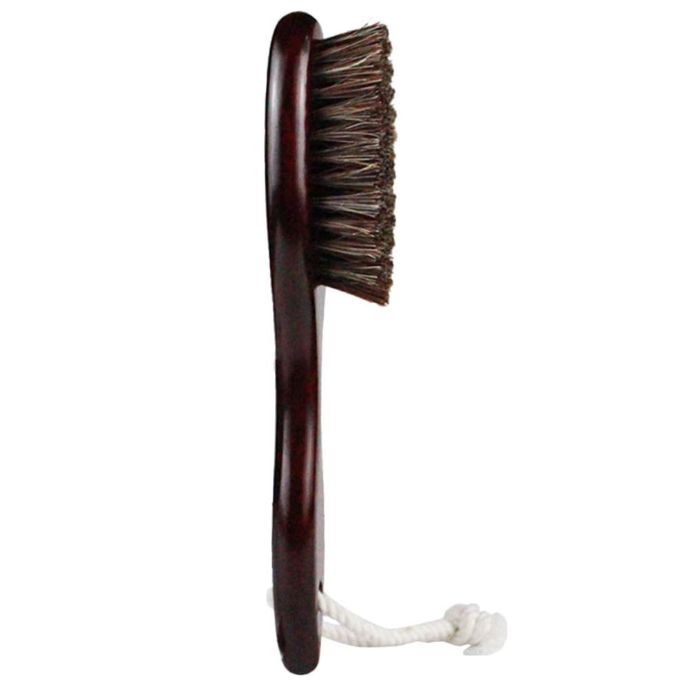 Gogogmee Dense Wool Beard Brush Curved Handle Dark Red Shower Brush for Men and Boys and Girls for Grooming and Cleaning Facial Hair Compatible Organic Oils and Moisturizers