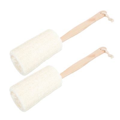 Gogogmee 2pcs Loofah Bath Brush Plant Exfoliating Scrubber Tool for Skin Cleaning Shower Long Handle Bathing Brush for Back Arms and Legs