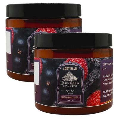 Black Canyon Black Currant Vanilla Scented Body Balm with Jojoba Oil, 16 Oz (2 Pack)