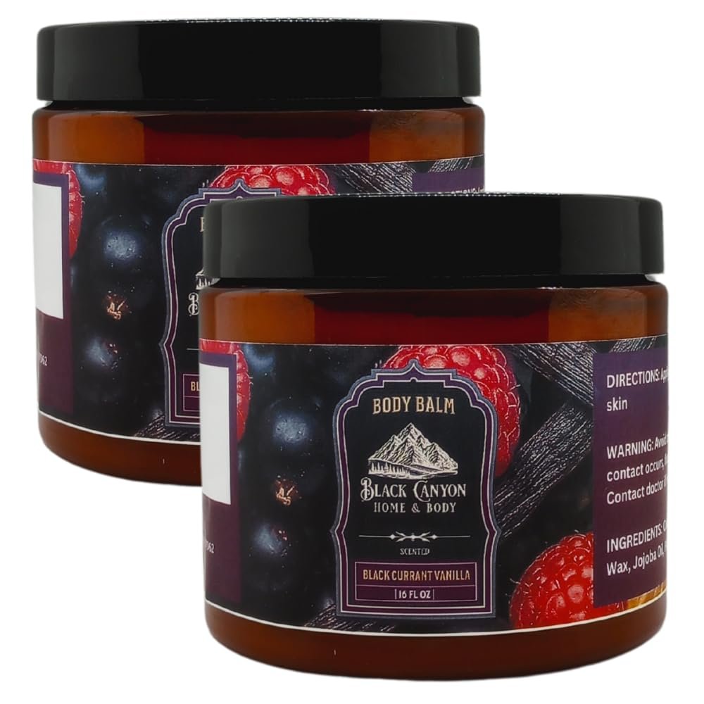 Black Canyon Black Currant Vanilla Scented Body Balm with Jojoba Oil, 16 Oz (2 Pack)