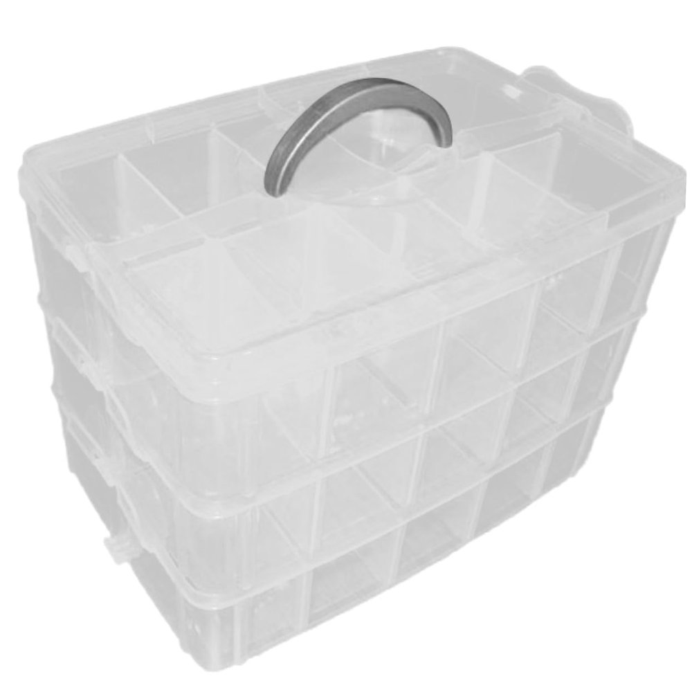 Baluue 30grids Handheld Detachable Plastic Makeup Storage Box Cosmetic Organizer Container for Jewelry Skincare and Makeup Essentials White