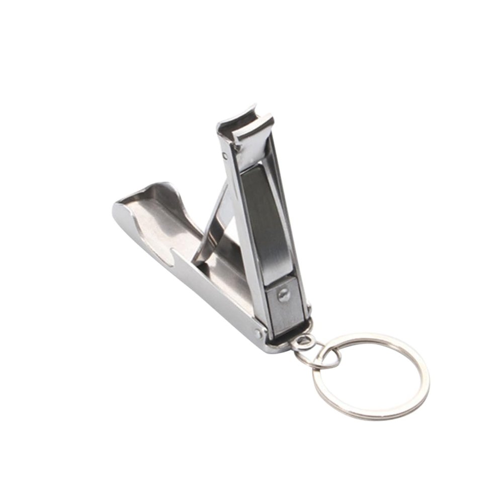 Gogogmee Ergonomic Stainless Steel Nail Clipper Bottle Opener Keychain Silver Compact Nail Care Kit