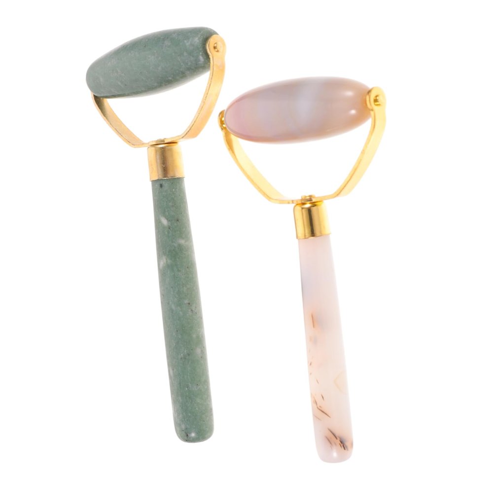 Gogogmee 2pcs Scalp Massage Roller Facial Massage Jade Tool Gua Sha Scraping Massager for Beauty