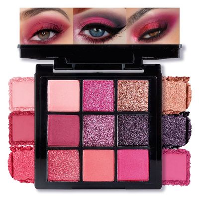 AMY'S DIARY Matte Shimmer Light Deep Red Eye Shadow Palette Makeup,Eyeshadow Long Lasting Waterproof Cruelty-Free, 9 Blendable Shades in Smooth Finishes with Gorgeous Pearls for Girls (Red)