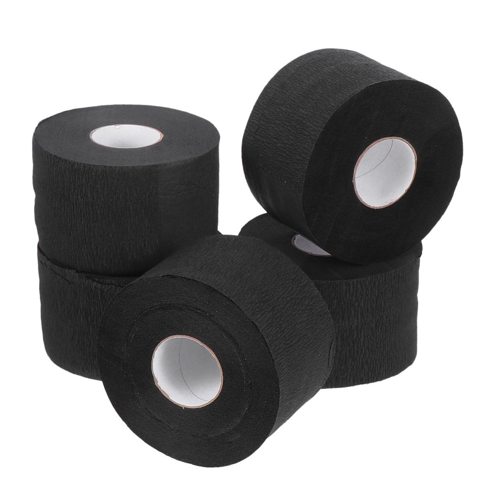 Gogogmee 5 Rolls of Barber Paper Neck Strips Hairdressing Neck Paper Soft Absorbent Hair Styling Collar Black