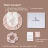 LaCourse Anti-Slip 100% Mulberry Silk Bonnet for Sleeping Women Long Hair, Double-Layered Silk Hair Wrap for Curly Hair, with Satin Tie Bands to Secure the Cap (Pink+Ivory) view 2
